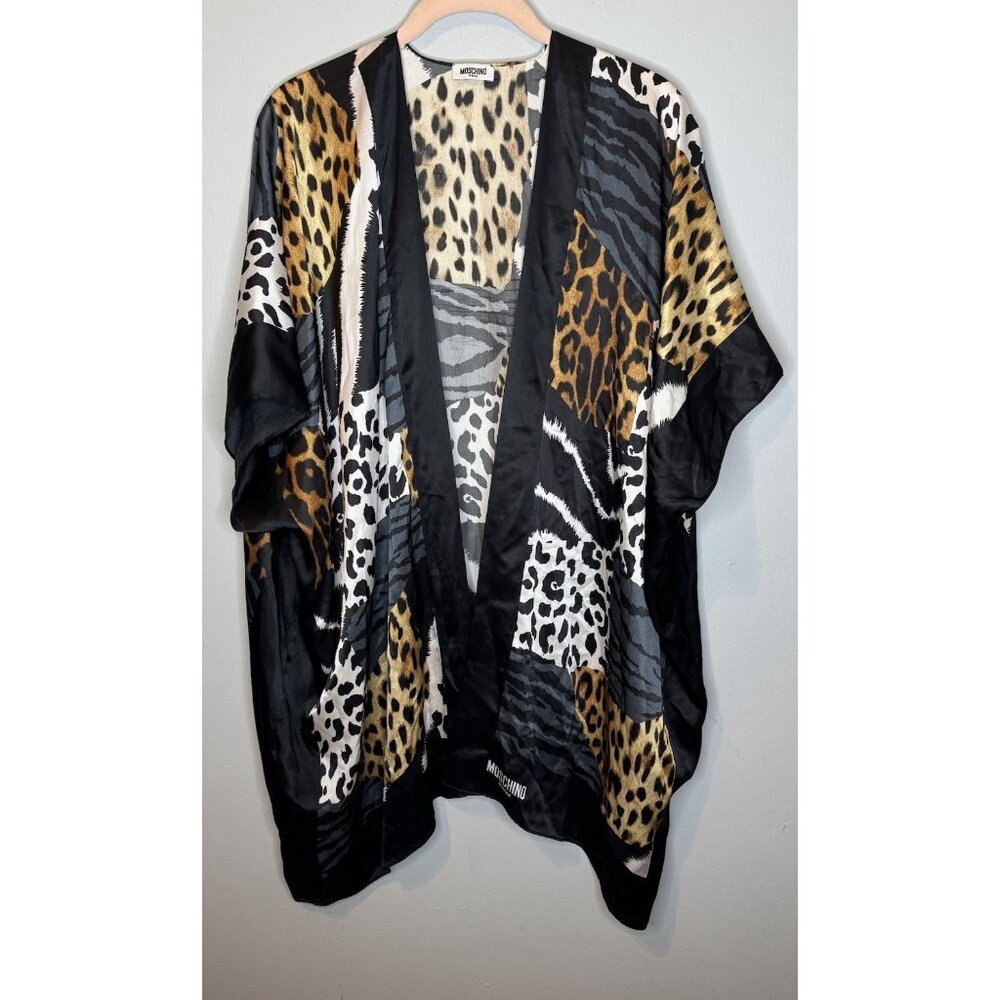 Moschino Swim Coverup Silk Animal Print Kimono One Size Fits Most